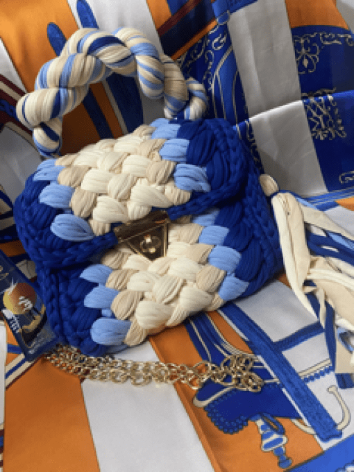 Sac en crochet Dégradé Bleu Roi