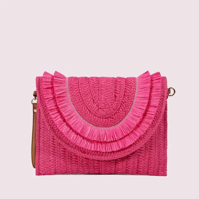 Sac pochette en rotin Paille